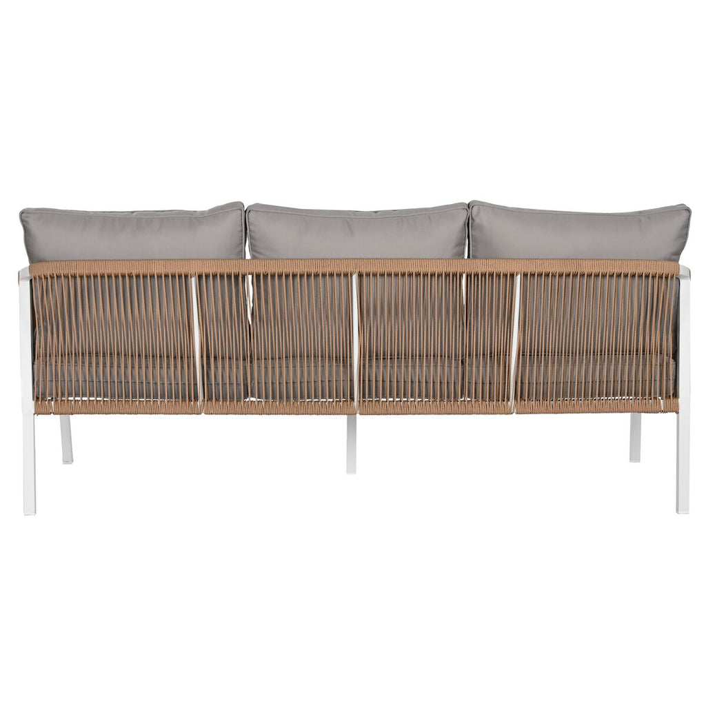 Ensemble Table avec 3 Sièges Home ESPRIT Blanc Naturel Gris clair 189 x 73 x 84 cm (4 Pièces)
