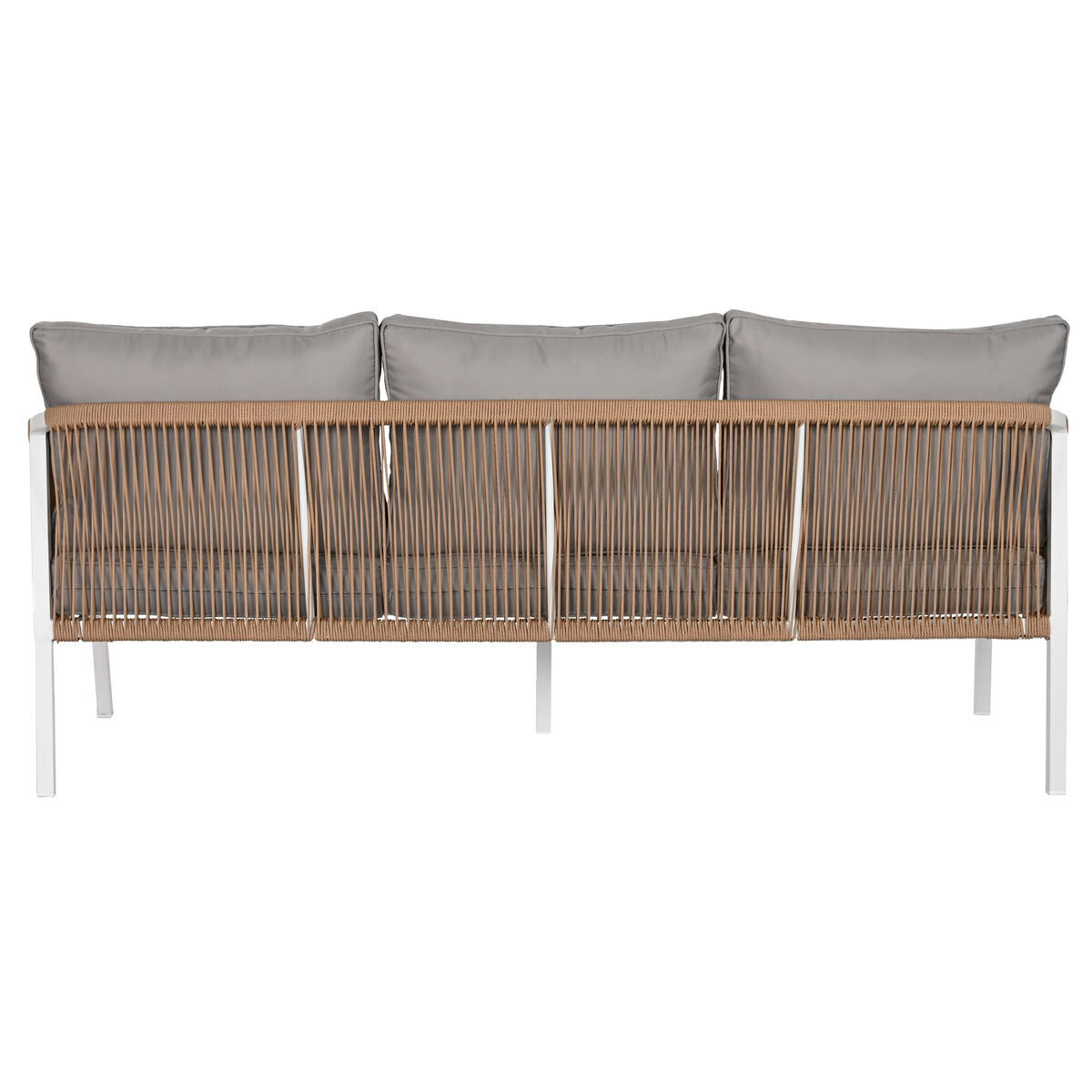 Ensemble Table avec 3 Sièges Home ESPRIT Blanc Naturel Gris clair 189 x 73 x 84 cm (4 Pièces)