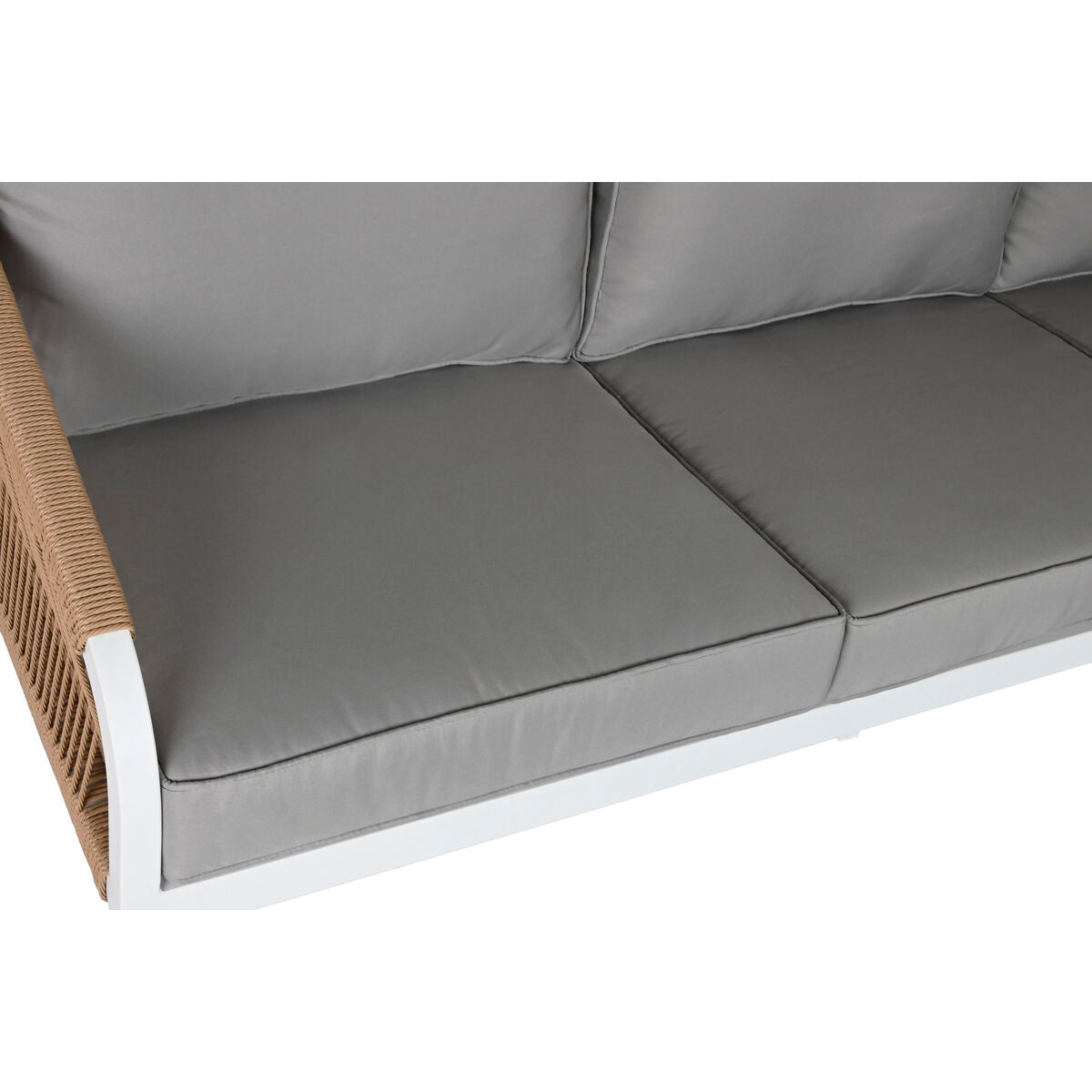 Ensemble Table avec 3 Sièges Home ESPRIT Blanc Naturel Gris clair 189 x 73 x 84 cm (4 Pièces)