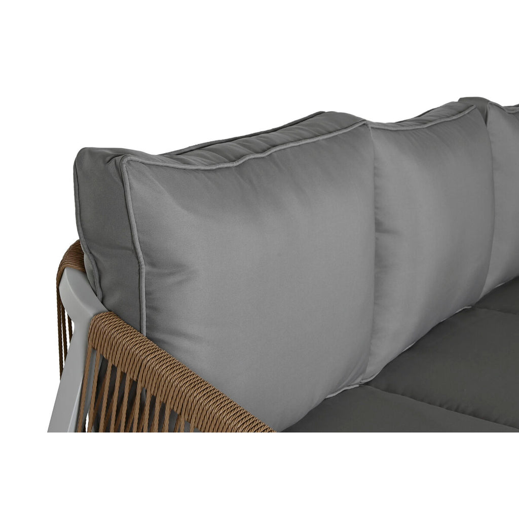Ensemble Table avec 3 Sièges Home ESPRIT Blanc Naturel Gris clair 189 x 73 x 84 cm (4 Pièces)