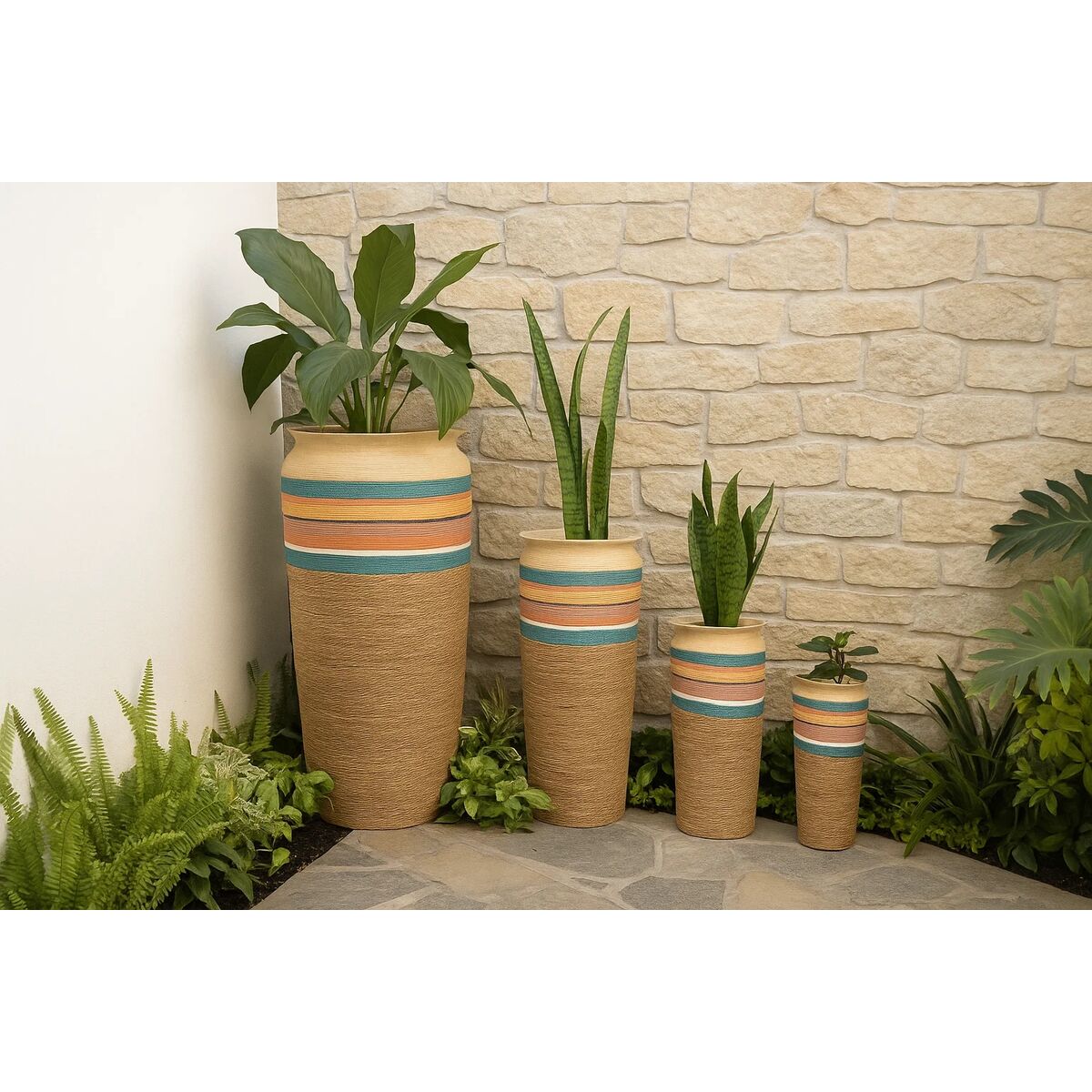 Cache-pot Home ESPRIT Multicouleur Fibre Arabe (4 Unités)