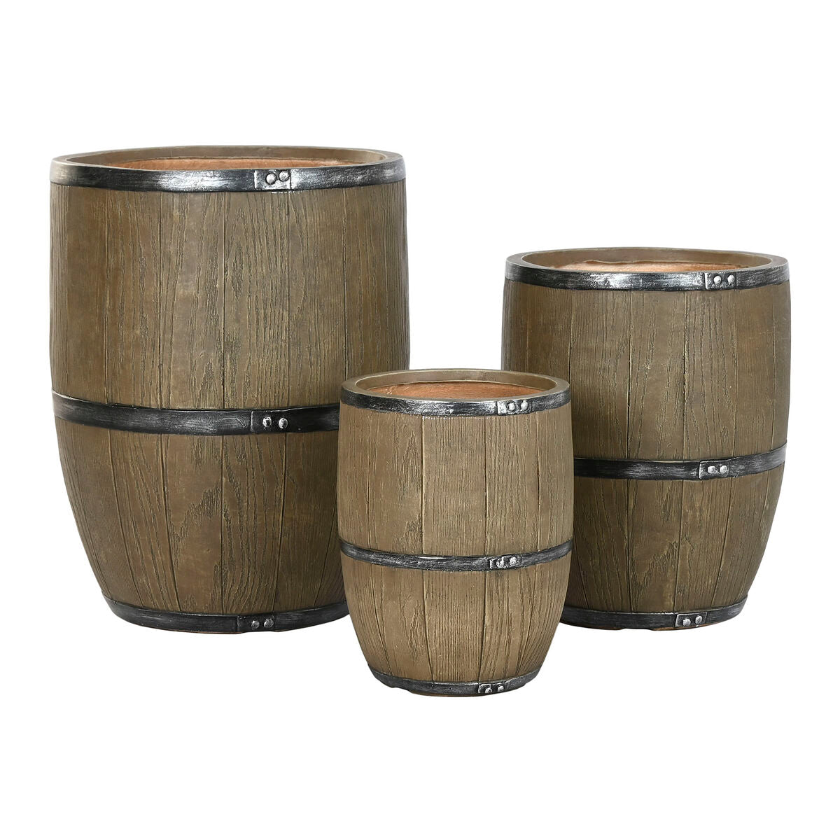 Cache-pot Home ESPRIT Marron Magnésium Cottage 47 x 47 x 61 cm (3 Pièces)