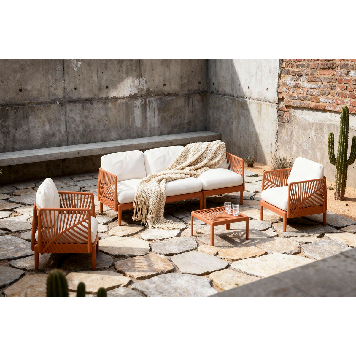 Canapé de jardin Home ESPRIT Terre cuite 222 X 74 X 70 CM