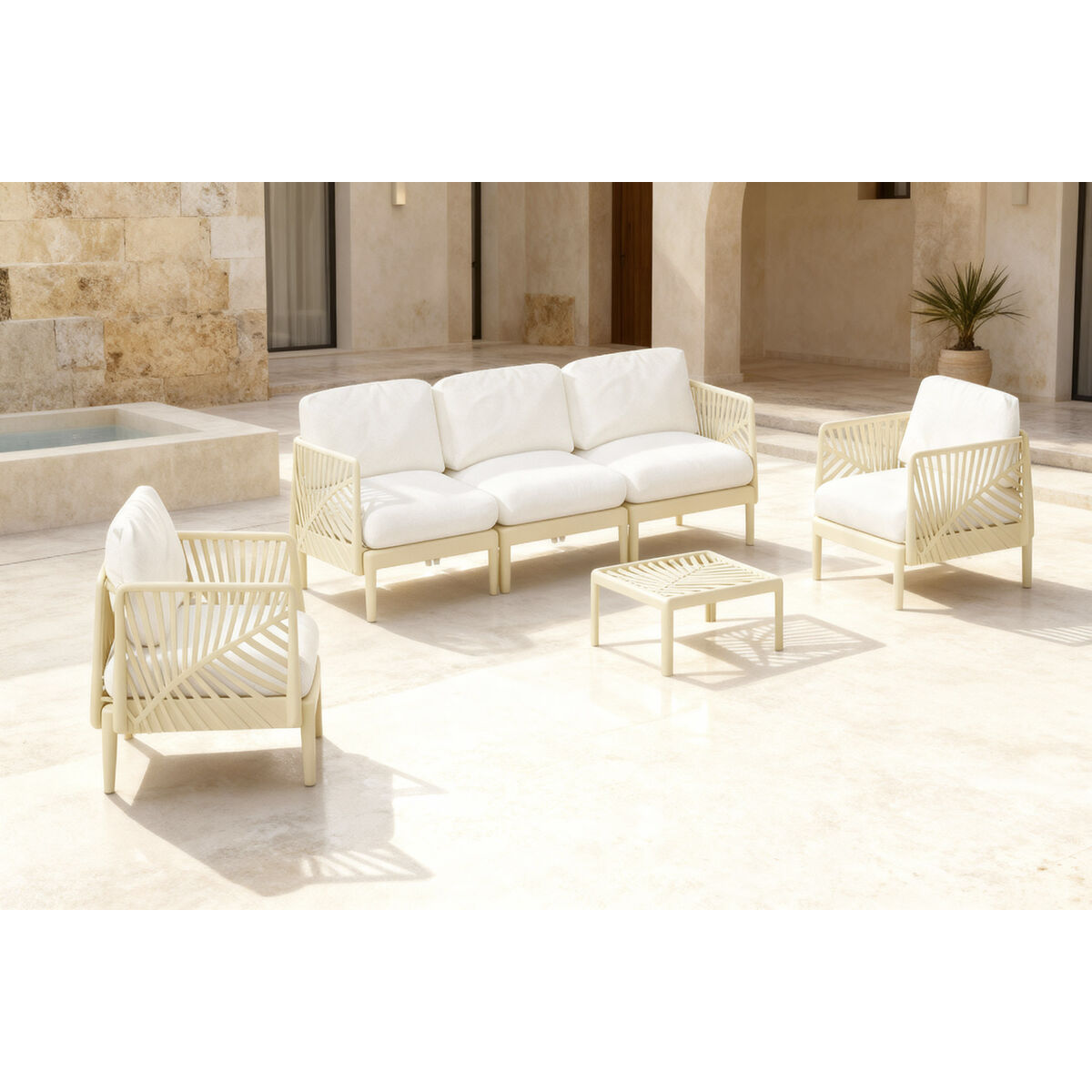 Canapé de jardin Home ESPRIT Crème 222 X 74 X 70 CM