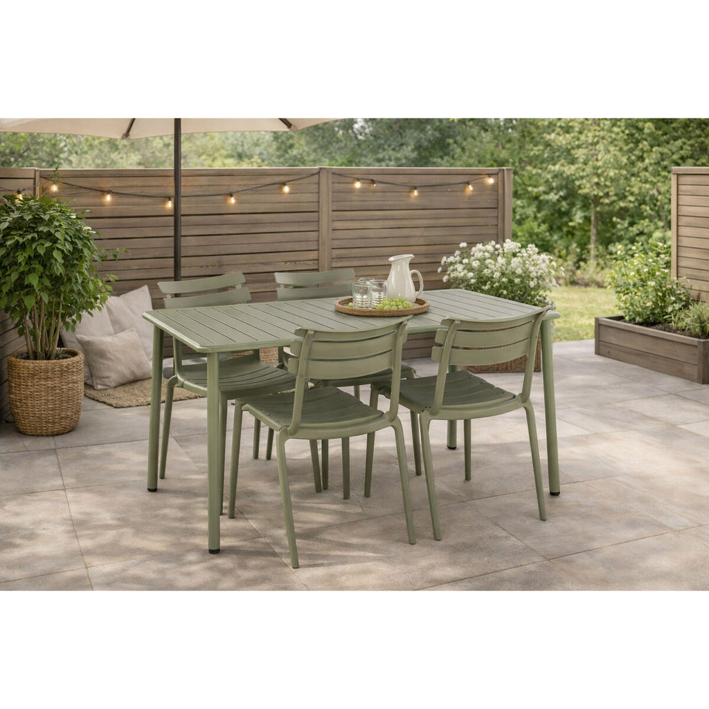 Ensemble Table + 4 Chaises Home ESPRIT Vert 140 x 70 x 75 cm
