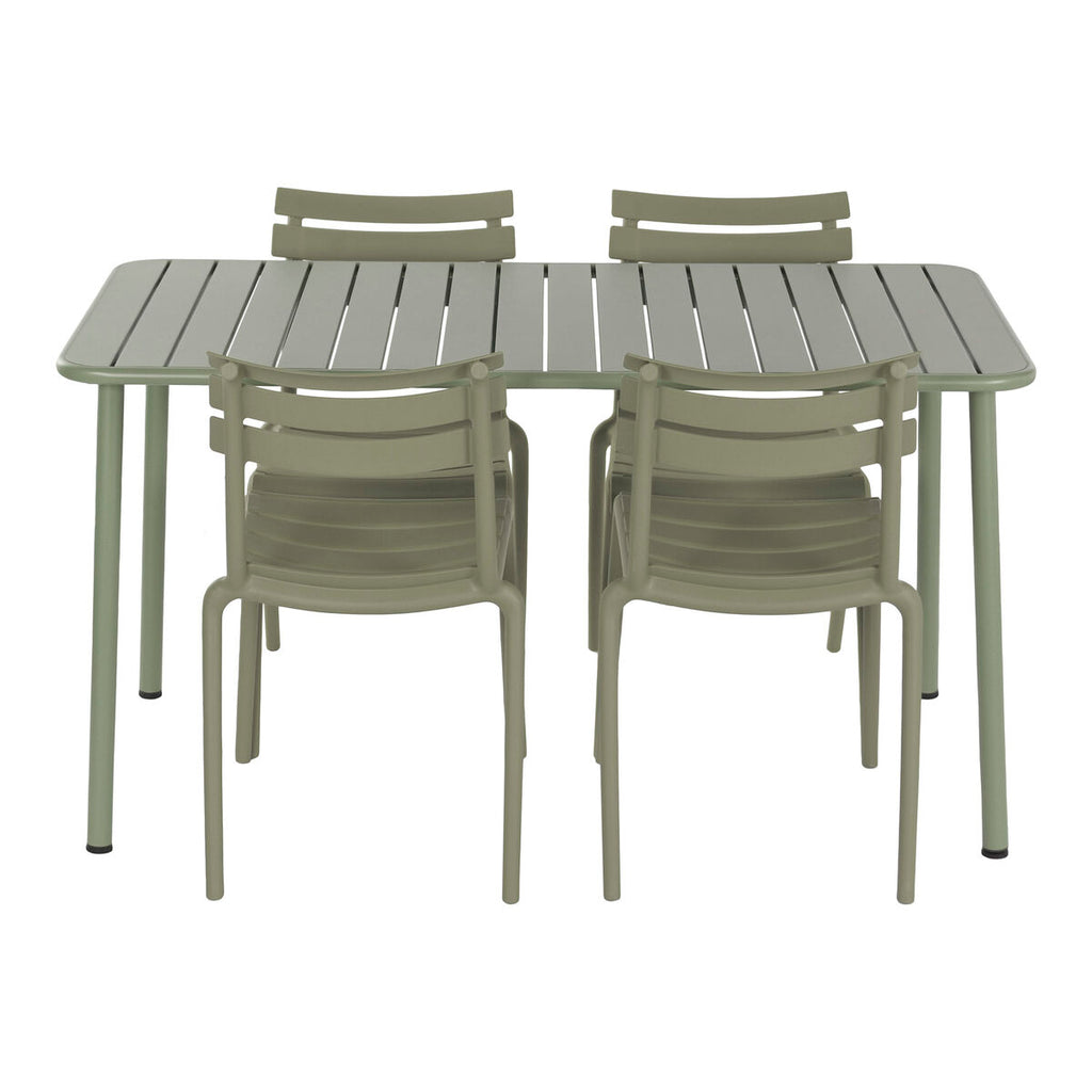 Ensemble Table + 4 Chaises Home ESPRIT Vert 140 x 70 x 75 cm