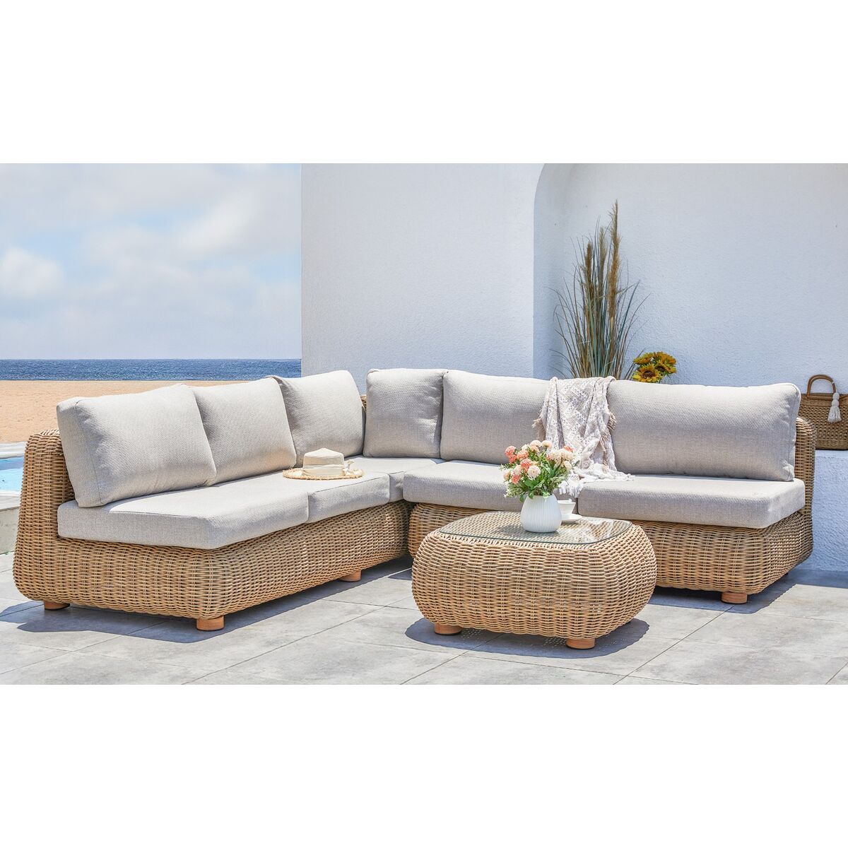 Canapé de jardin Home ESPRIT Marron Gris 243 X 259 X 69 CM