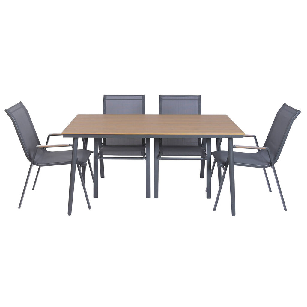 Ensemble Table + 6 Chaises Home ESPRIT Marron Gris foncé 150 X 90 X 73 CM