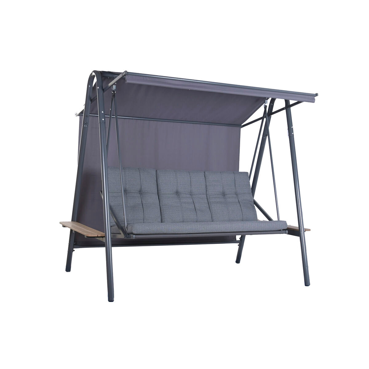 Banc Home ESPRIT Marron Gris foncé Acier Polywood 215 X 120 X 180 CM
