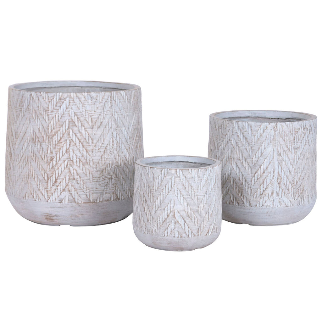 Set de pots de fleurs Home ESPRIT Marron Gris Fibre Magnésium 51 x 51 x 51 cm (3 Pièces)
