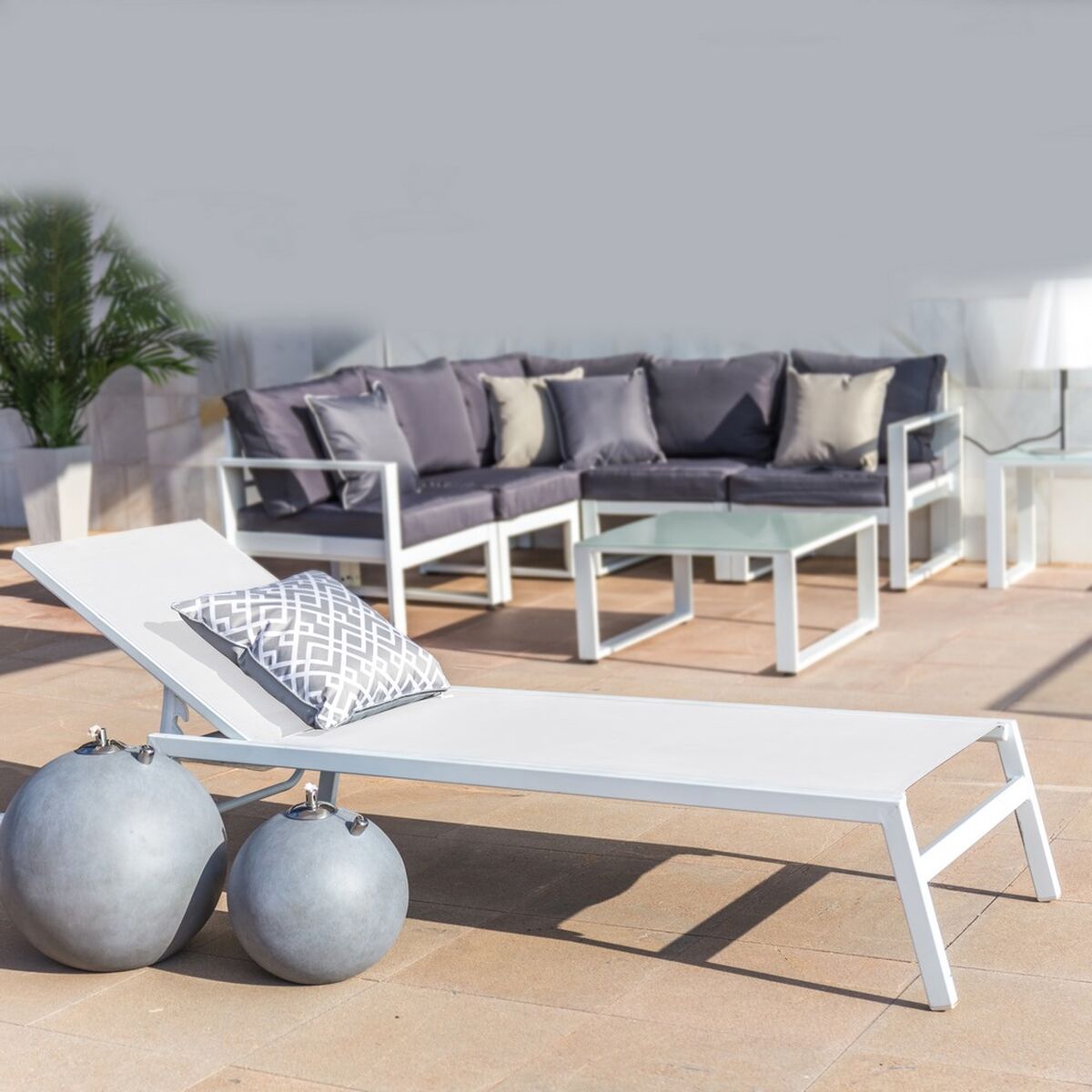 Chaise longue Thais Blanc 199 x 61 x 30 cm