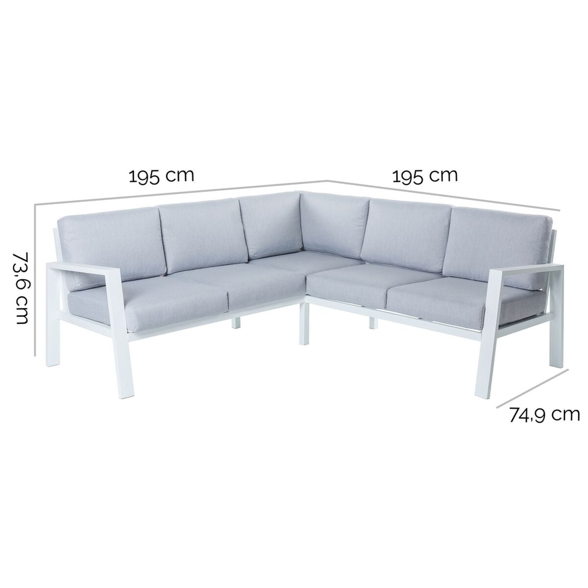 Canapé de jardin Thais Blanc 195 x 195 x 73,6 cm