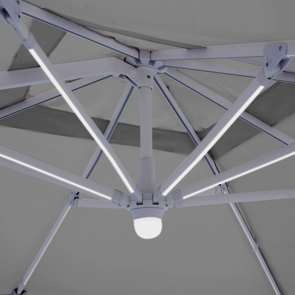 Parasol Tiber Blanc Gris clair Aluminium 300 x 300 x 250 cm LED
