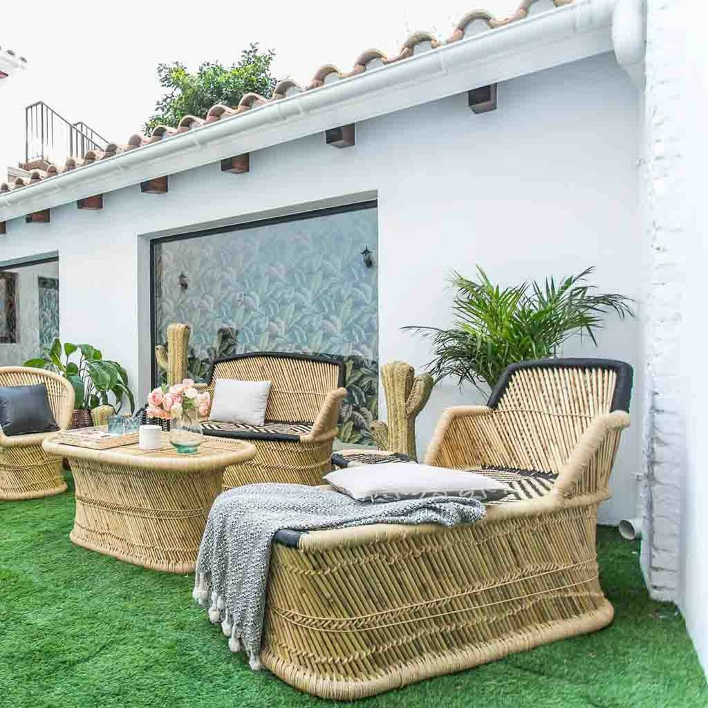 Chaise longue Alexandra House Living Noir Naturel 48 x 78 x 110 cm