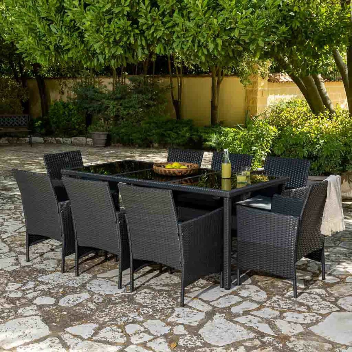 Meubles de jardin Alexandra House Living Noir 61 x 85 x 58 cm 9 Pièces