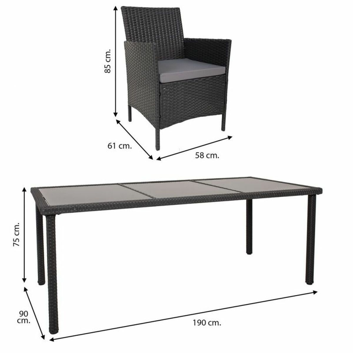 Meubles de jardin Alexandra House Living Noir 61 x 85 x 58 cm 9 Pièces