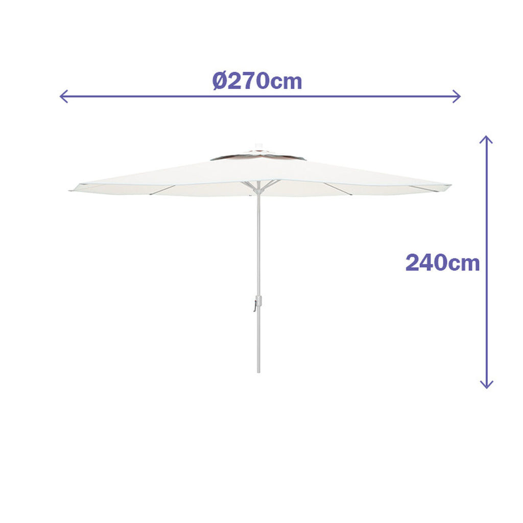 "Marbueno Parasol Acier 8 Baleines D270 cm Polyester Blanc Jardin, Piscine et Terrasse 10187"