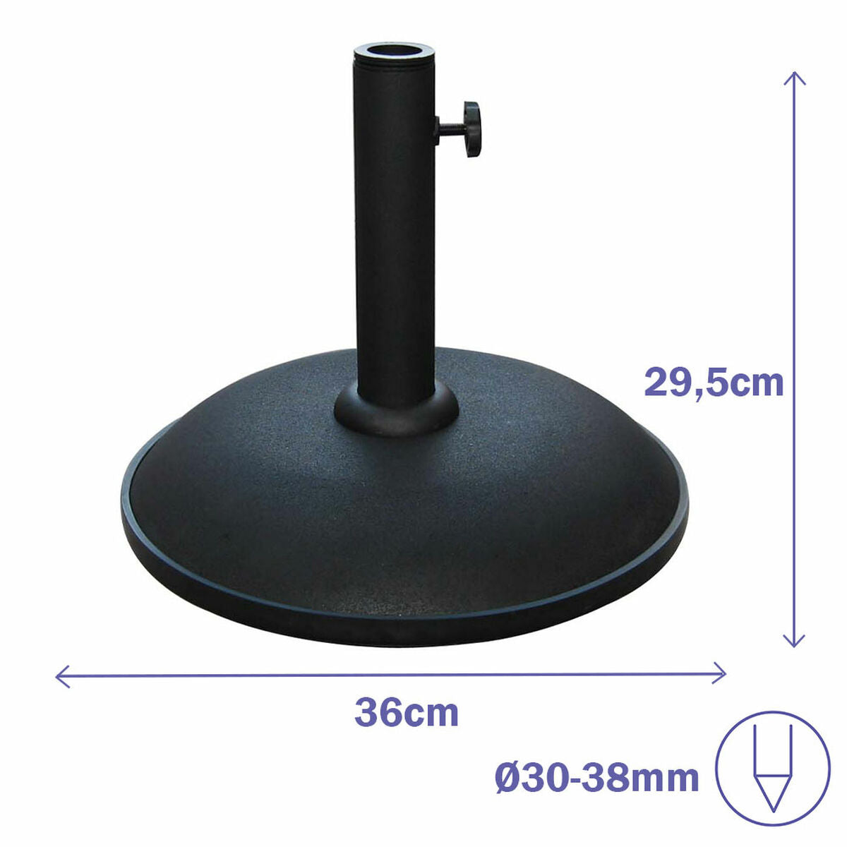 Marbueno Base Parasol Ronde 36x29,5 cm 11KG Noir Jardin, Piscine, Terrasse 10444