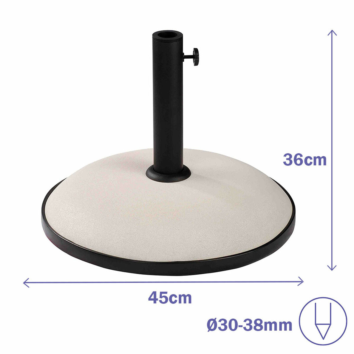 Marbueno Base Parasol Rond 45x36 cm 20KG Blanc Jardin, Piscine et Terrasse 10451