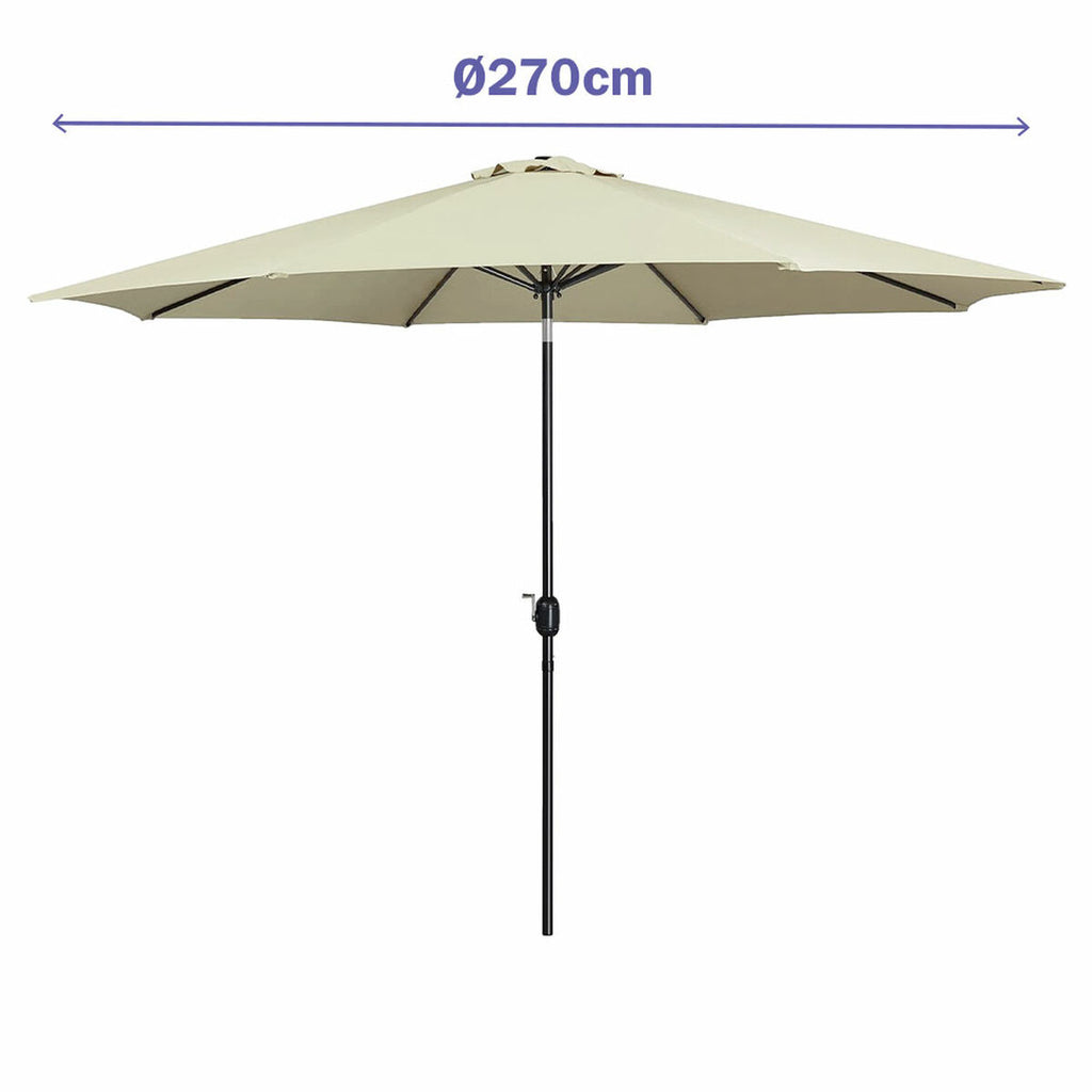 Marbueno Parasol Acier 8 Baleines D270 cm Polyester Beige Jardin, Piscine 10483