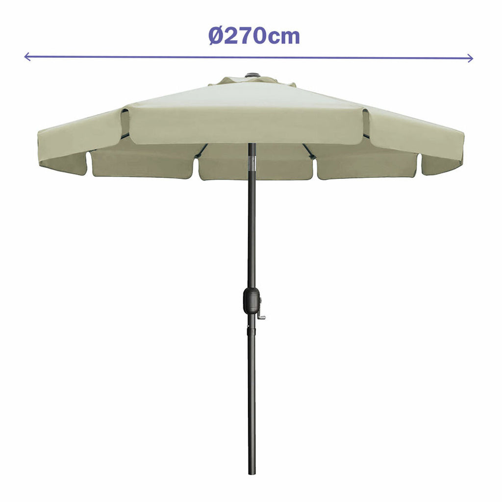 Marbueno Parasol Acier 8 Baleines D270 cm Polyester Beige Jardin, Piscine 10488
