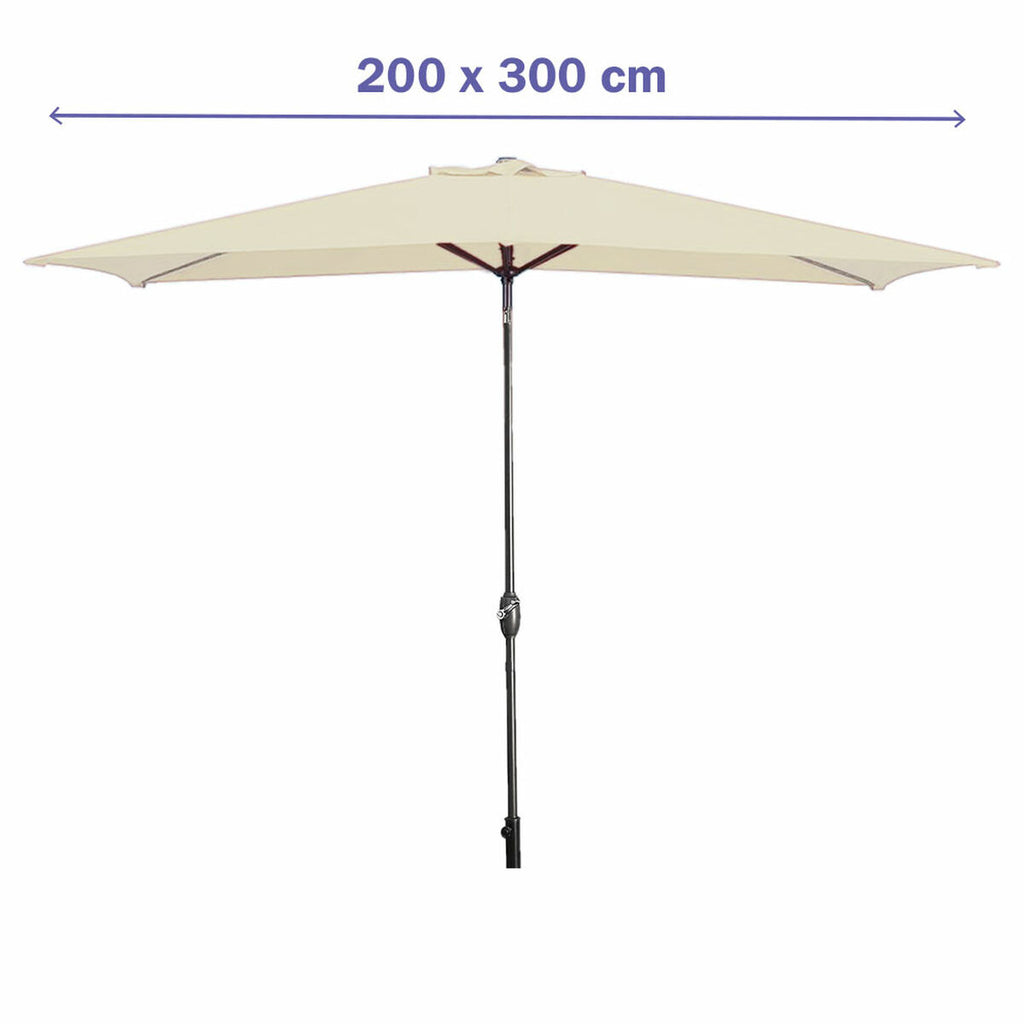 Marbueno Parasol Acier 8 Brins 200x300 cm Polyester Beige Jardin, Piscine, Terrasse