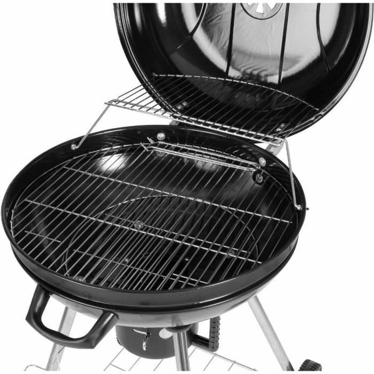 Barbecue à Charbon avec Couvercle et Roulettes Fieldmann FZG 1004 Noir Rond
