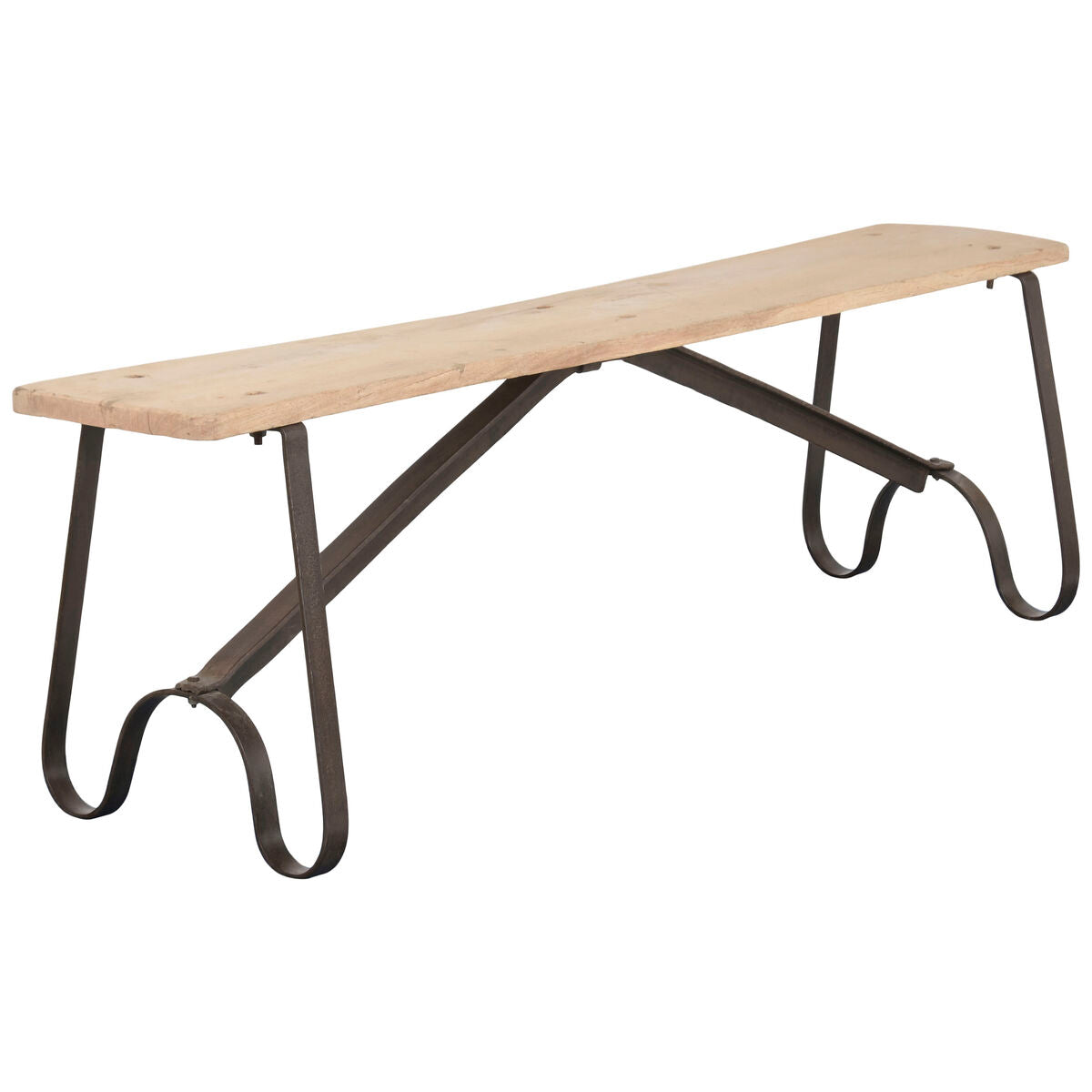 Banc Home ESPRIT Noir Naturel Fer bois de teck 152 X 41 X 46 CM