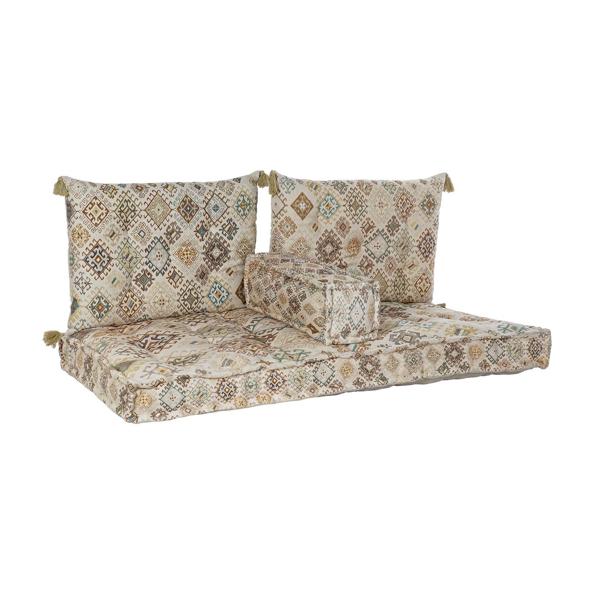 Canapé deux places DKD Home Decor Jaune Marron Beige 145 x 76 x 13 cm