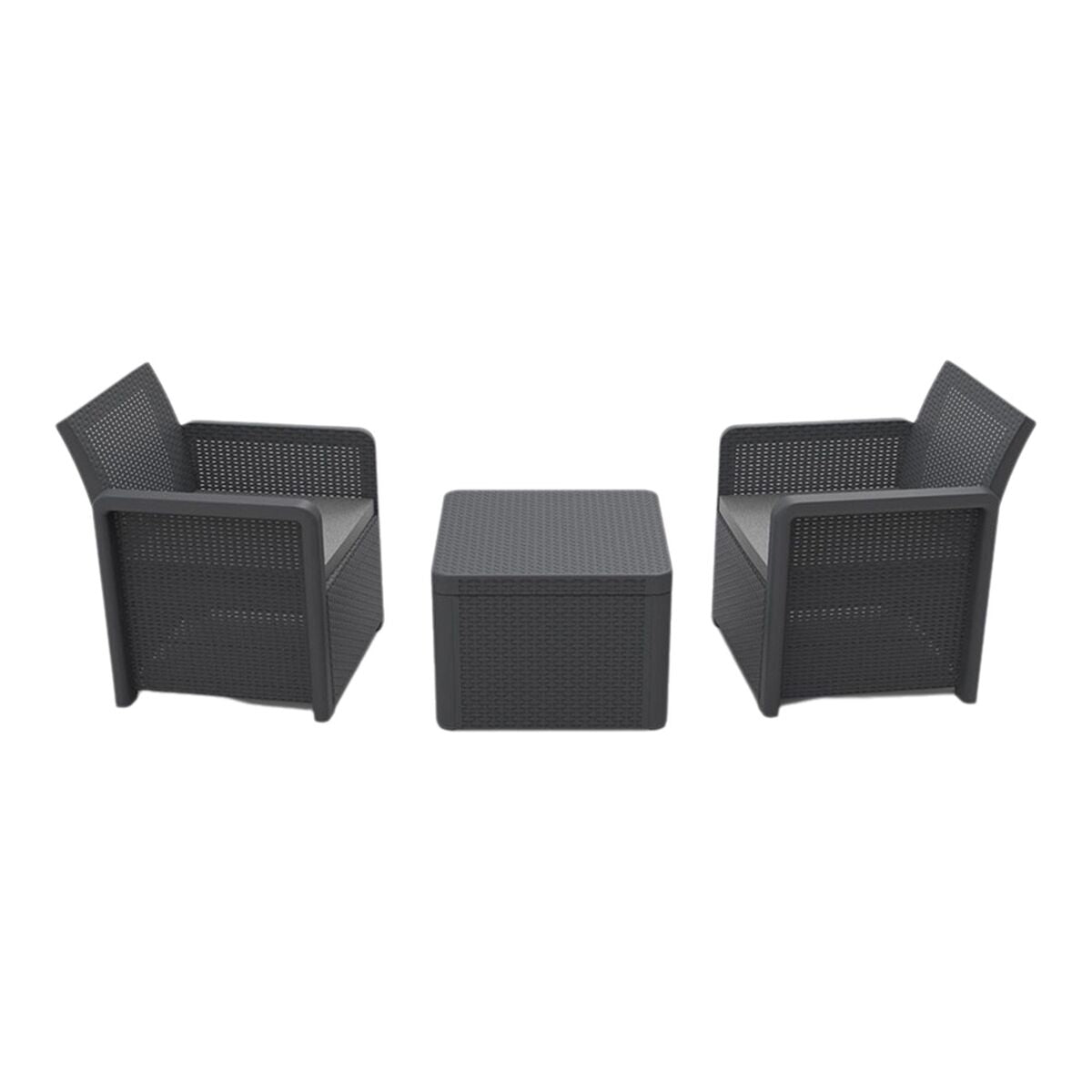 Ensemble Table avec 2 Sièges Shaf Anthracite 57 X 57 X 42 CM (3 Pièces)