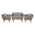 Ensemble Table avec 3 Sièges DKD Home Decor MB-166666 Beige Gris 137 x 66 x 70,5 cm 137 x 66 x 73 cm (4 Pièces)