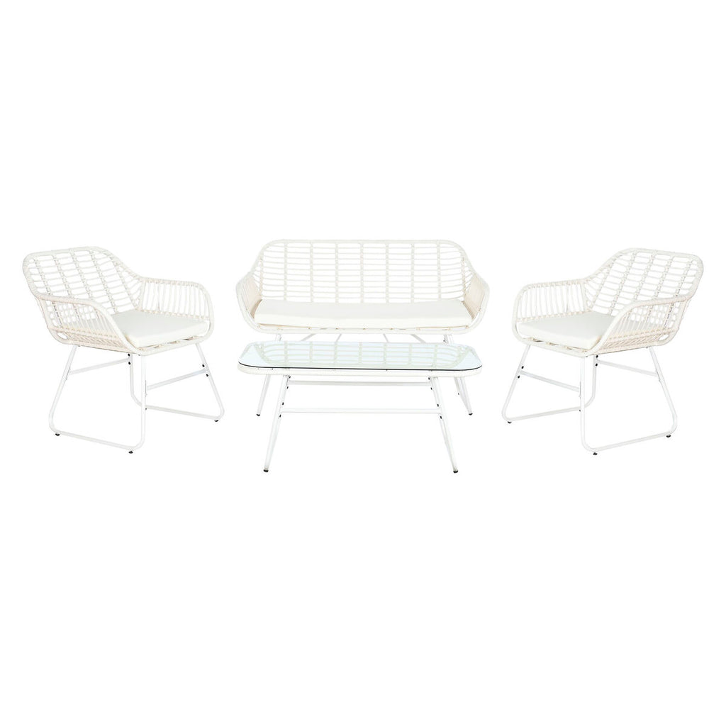 Meubles de jardin DKD Home Decor Blanc 124 x 74 x 84 cm (4 Pièces)