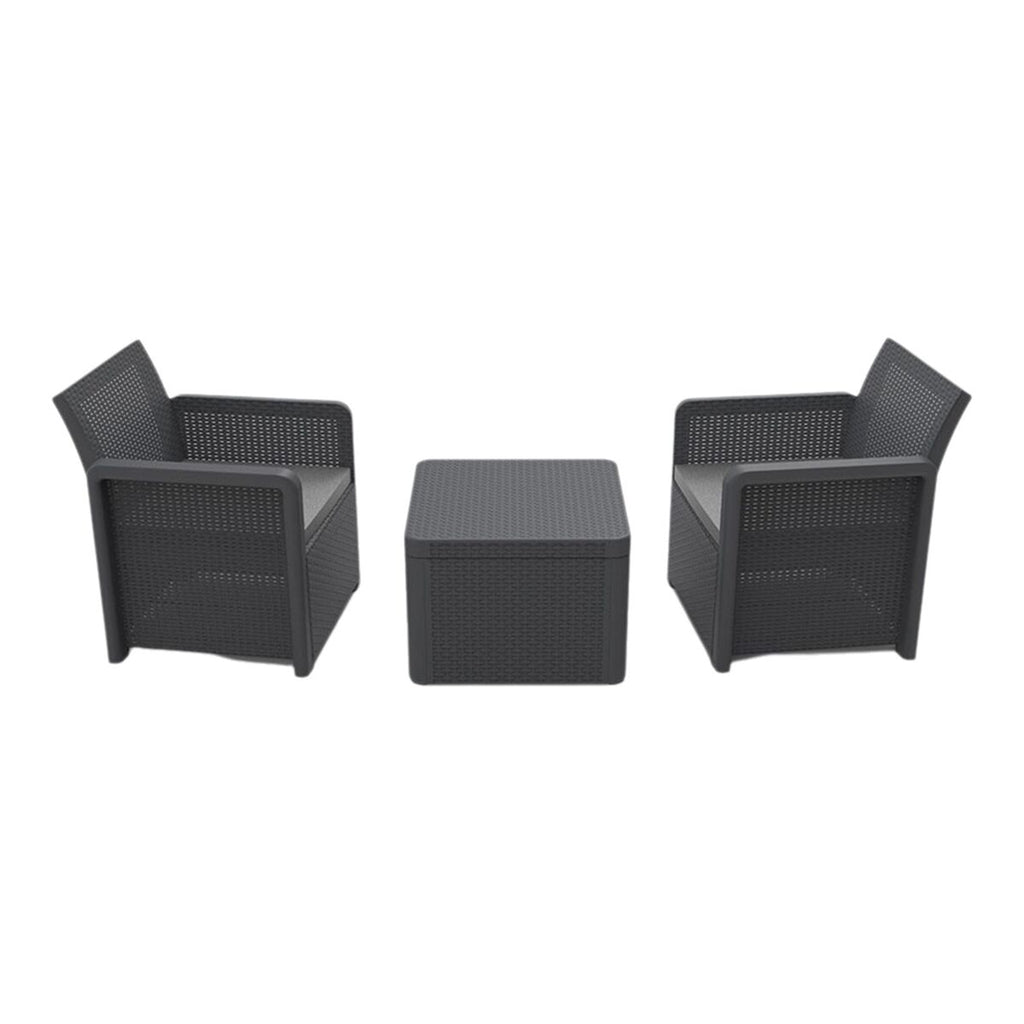 Ensemble Table avec 2 Sièges Shaf Anthracite 57 X 57 X 42 CM (3 Pièces)