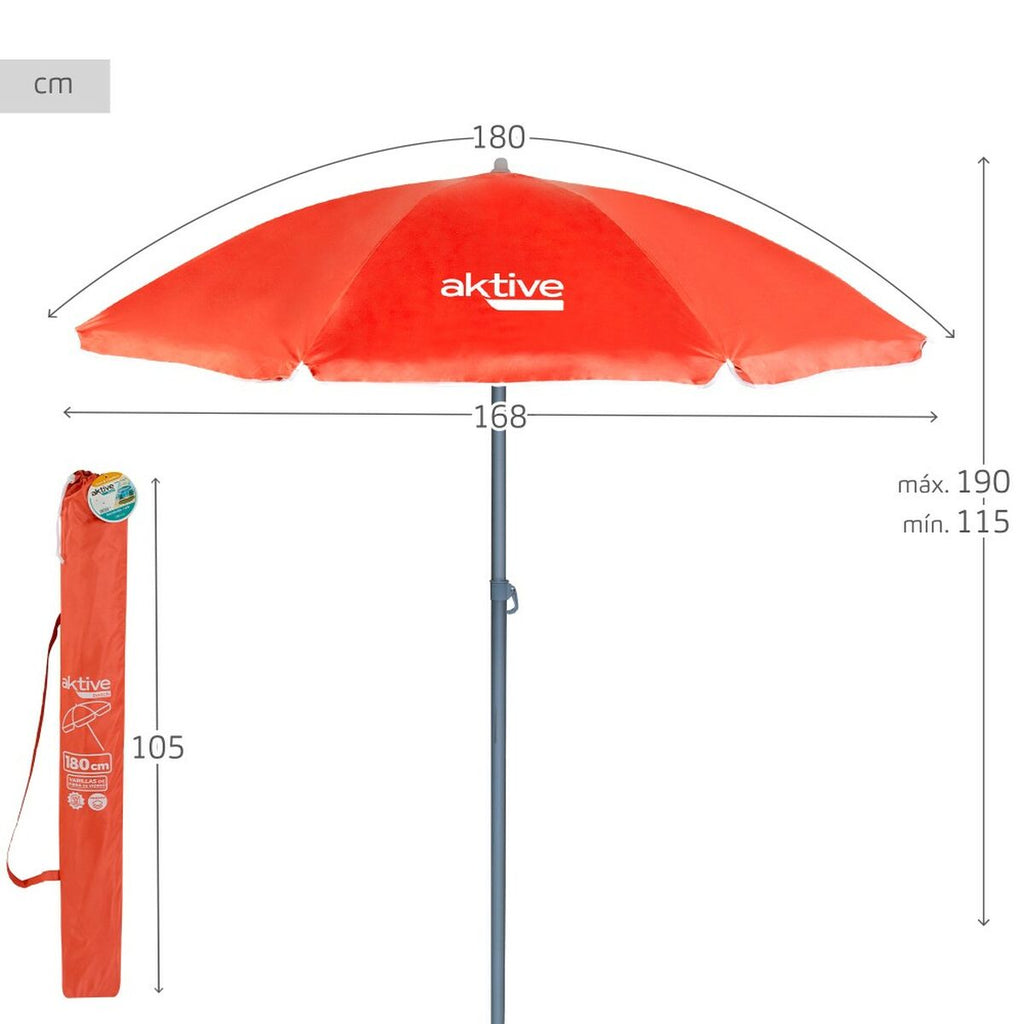 Parapluie Aktive Corail Ø 180 cm 180 x 187 x 180 cm 180 x 190 x 180 cm UV50 (12 Unités)