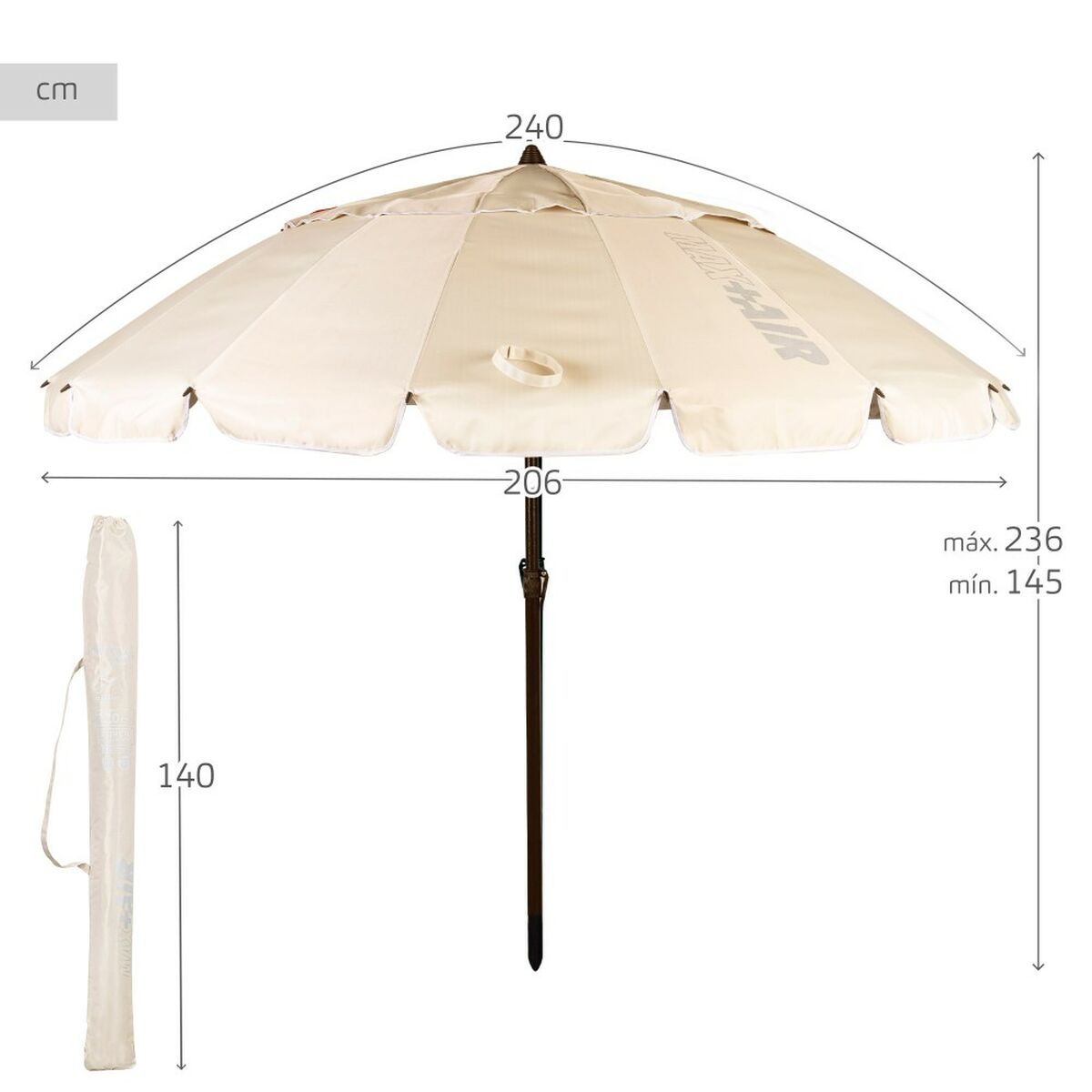 Parasol Aktive Crème Aluminium 240 x 235 x 240 cm (6 Unités)
