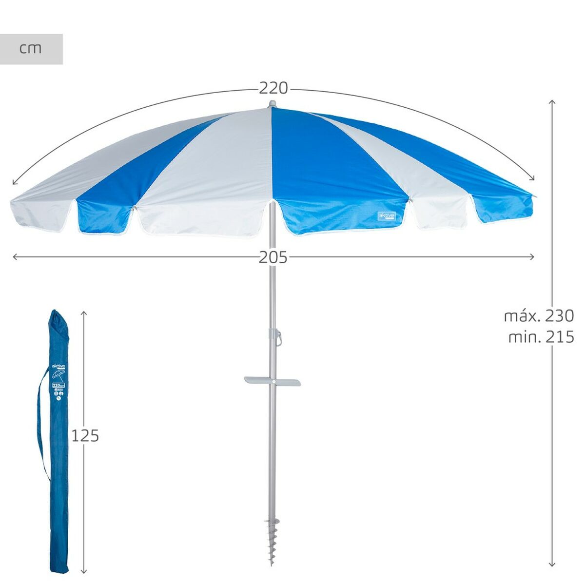 Parapluie Aktive 220 x 230 x 220 cm (6 Unités)