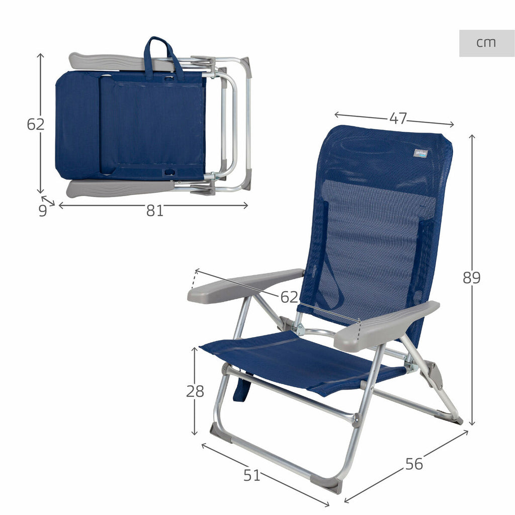 Chaise de Plage Aktive Blue marine 47 x 89 x 56 cm (4 Unités)