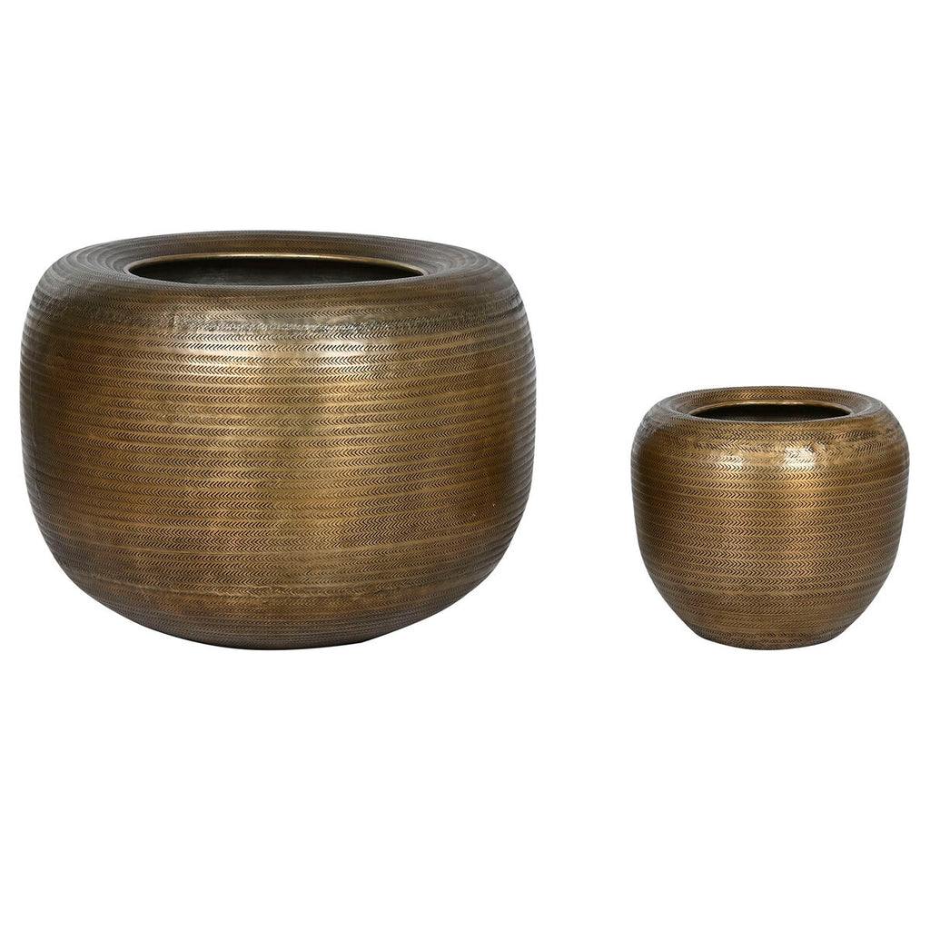 Set de pots de fleurs Home ESPRIT Doré Aluminium 64 x 64 x 47 cm