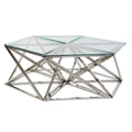 Table Basse DKD Home Decor Argenté Verre Acier Plastique 137,5 x 120,5 x 46 cm
