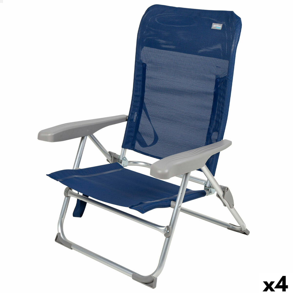 Chaise de Plage Aktive Blue marine 47 x 89 x 56 cm (4 Unités)